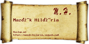Mazák Hilária névjegykártya